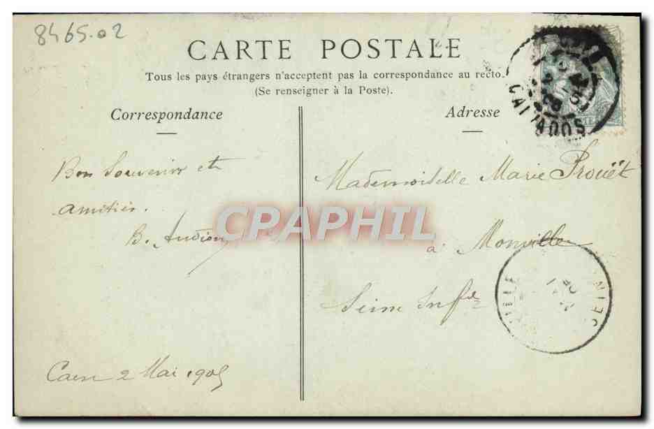 CPA Caen ancien hotel de valois — Verso