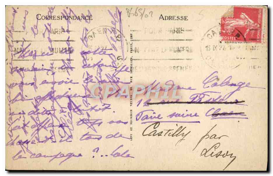 CPA Caen Maison des quatrans — Verso