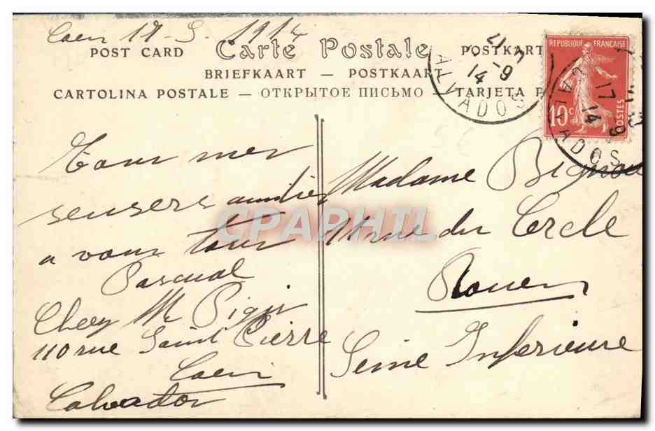 CPA Caen Maison des quatrans — Verso