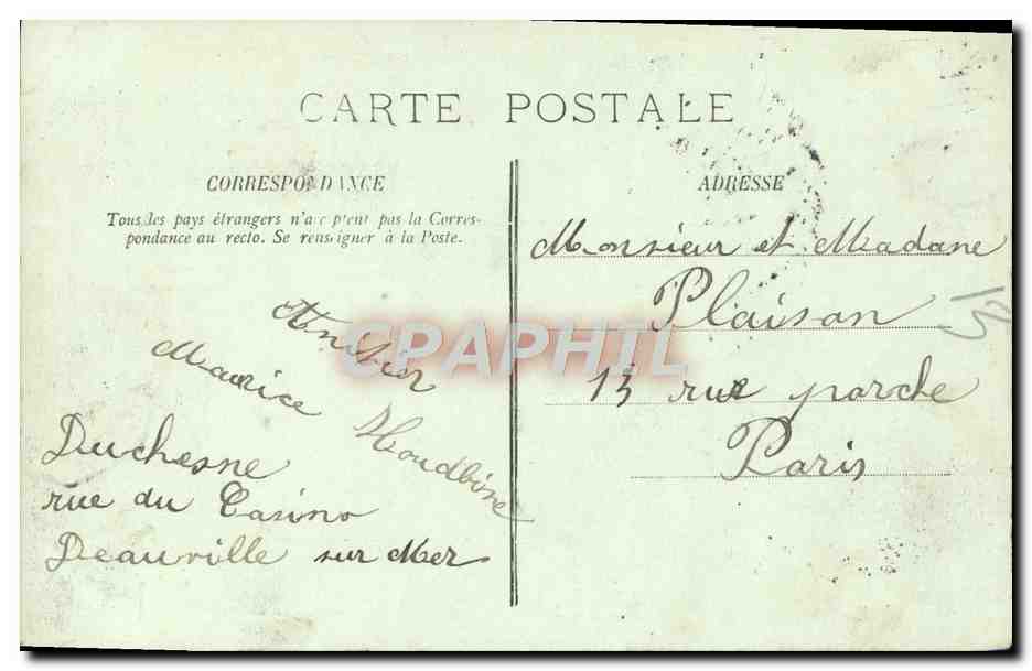 CPA Trouville les jetees a l'heure de la maree Bateau — Verso