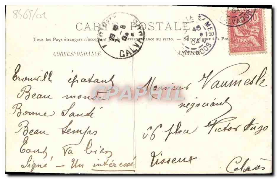 CPA Trouville les jetees a l'heure de la maree Bateau — Verso