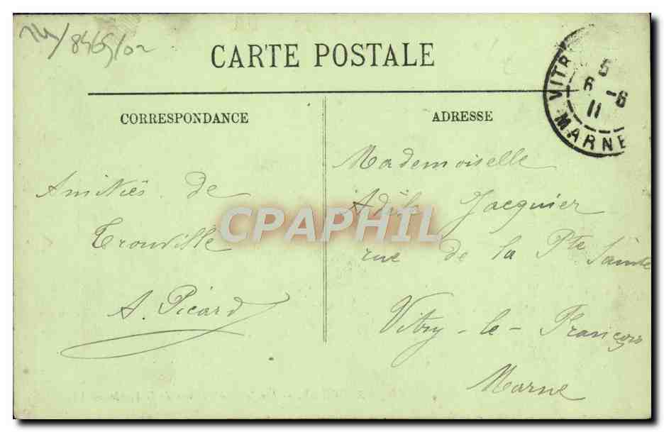 CPA Trouville les jetees a l'heure de la maree Bateau — Verso