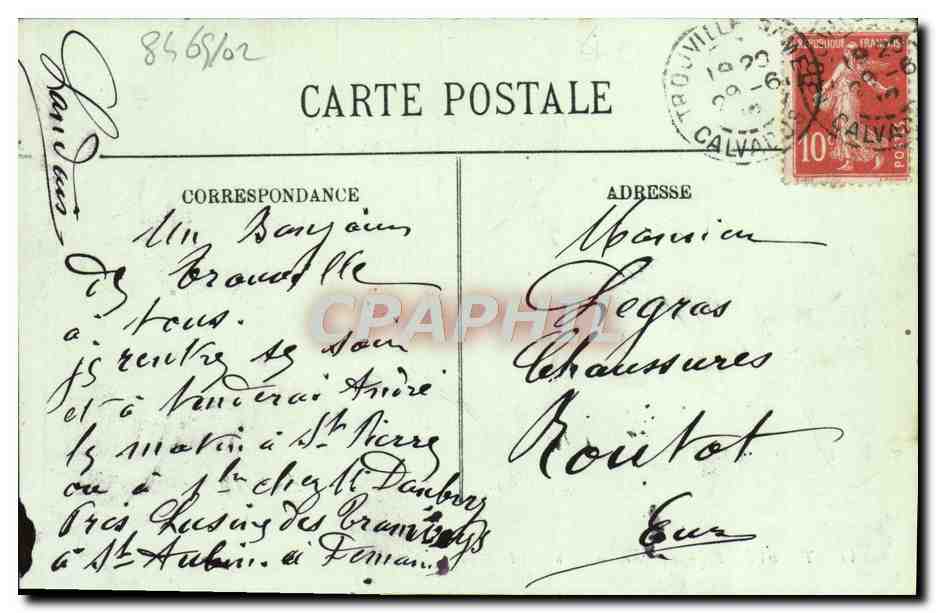 CPA Trouville les jetees a l'heure de la maree Bateau — Rückseite