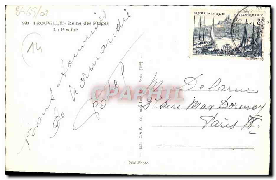 CPA Trouville Reine des plages la piscine — Verso