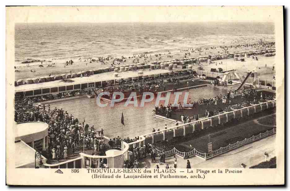 TROUVILLE-REINE der STRÄNDE — Der Strand und das Schwimmbad — (Brillaud de Laujardière und Puthomme, arch.)