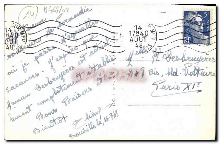 CPA Trouville la reine des plage la plage et les jetees — Rückseite