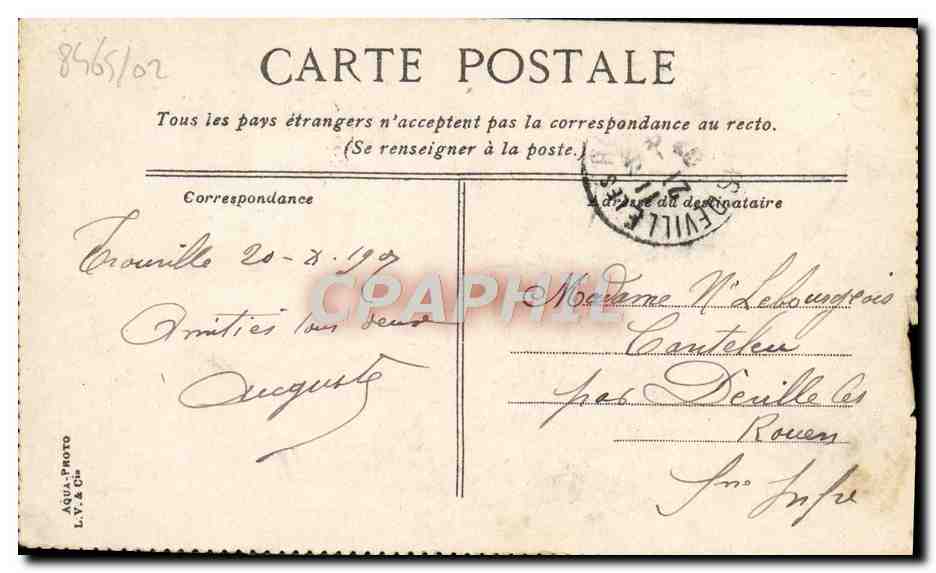 CPA Trouville Les planches et le casino — Verso