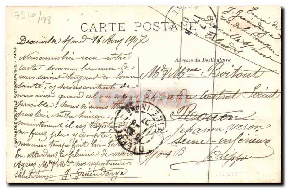 CPA Trouville La poissonnerie Bateaux — Verso
