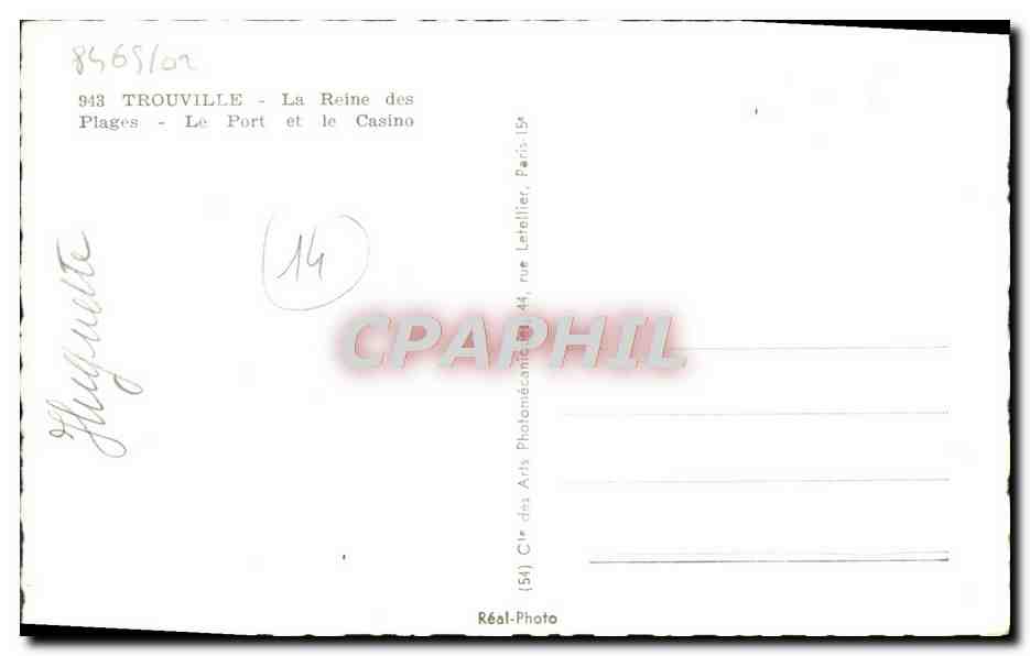 CPM Trouville La reine des plages le port et le casino Bateaux  — Verso