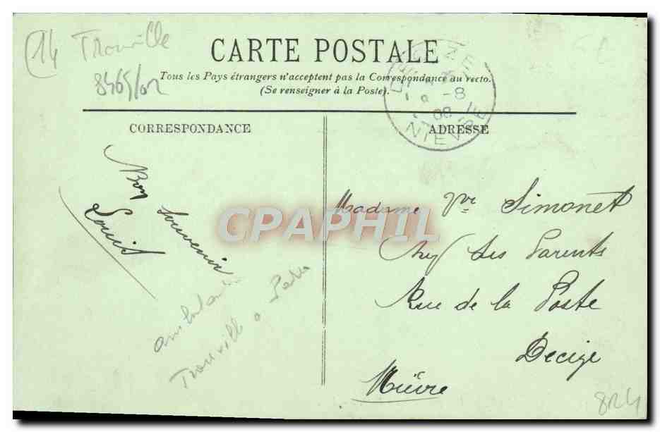 CPA Trouville Vue Generale du port — Verso