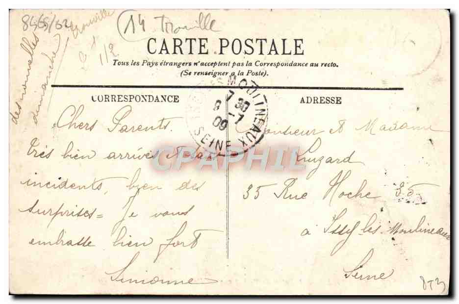 CPA Trouville L'entree du port et vue sur Deauville — Rückseite