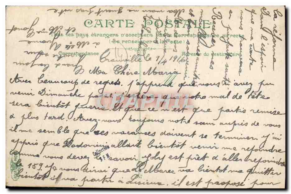 Trouville - La rue des bains — vue de rue avec hôtel et chariot à cheval — éditeur non identifié, n° 1 — Verso