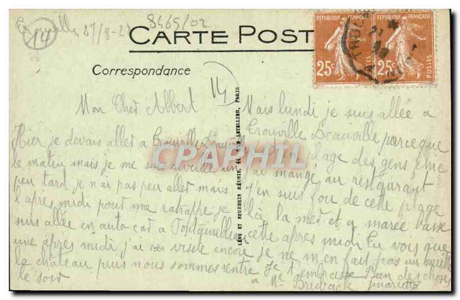 CPA Trouville vue generale — Verso