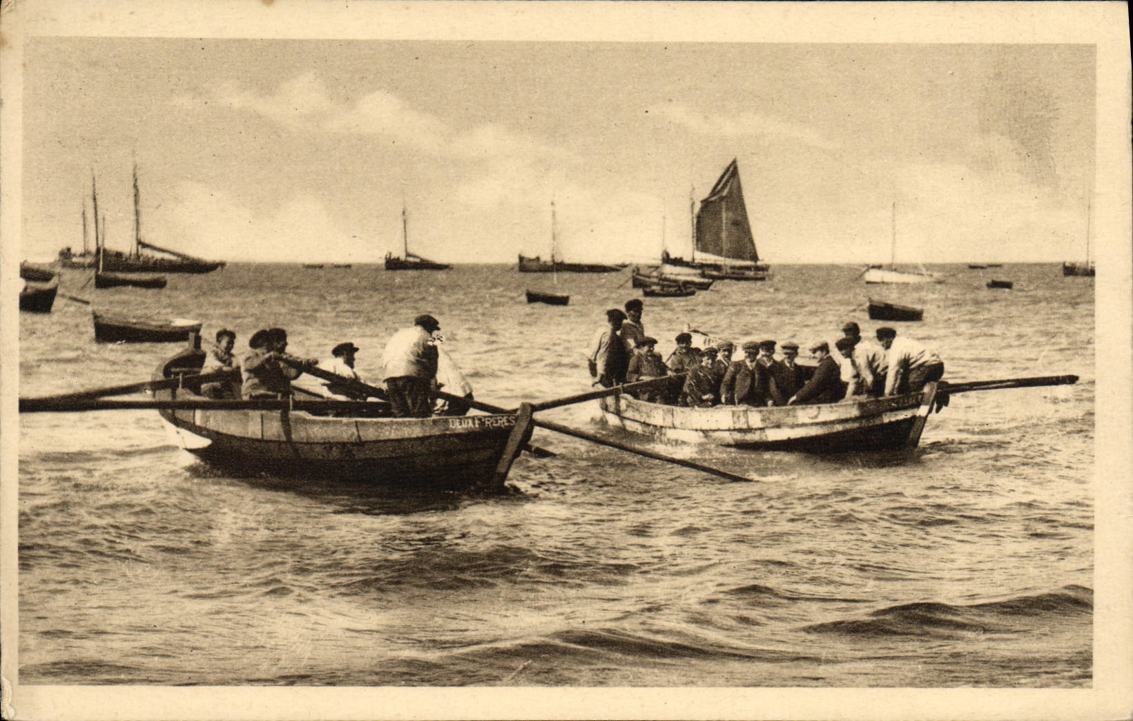 Rameurs en mer — Grandcamp les Bains — A. Duhong, éditeur