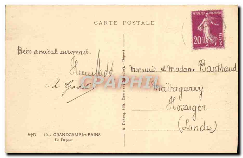 Rameurs en mer — Grandcamp les Bains — A. Duhong, éditeur — Reverso