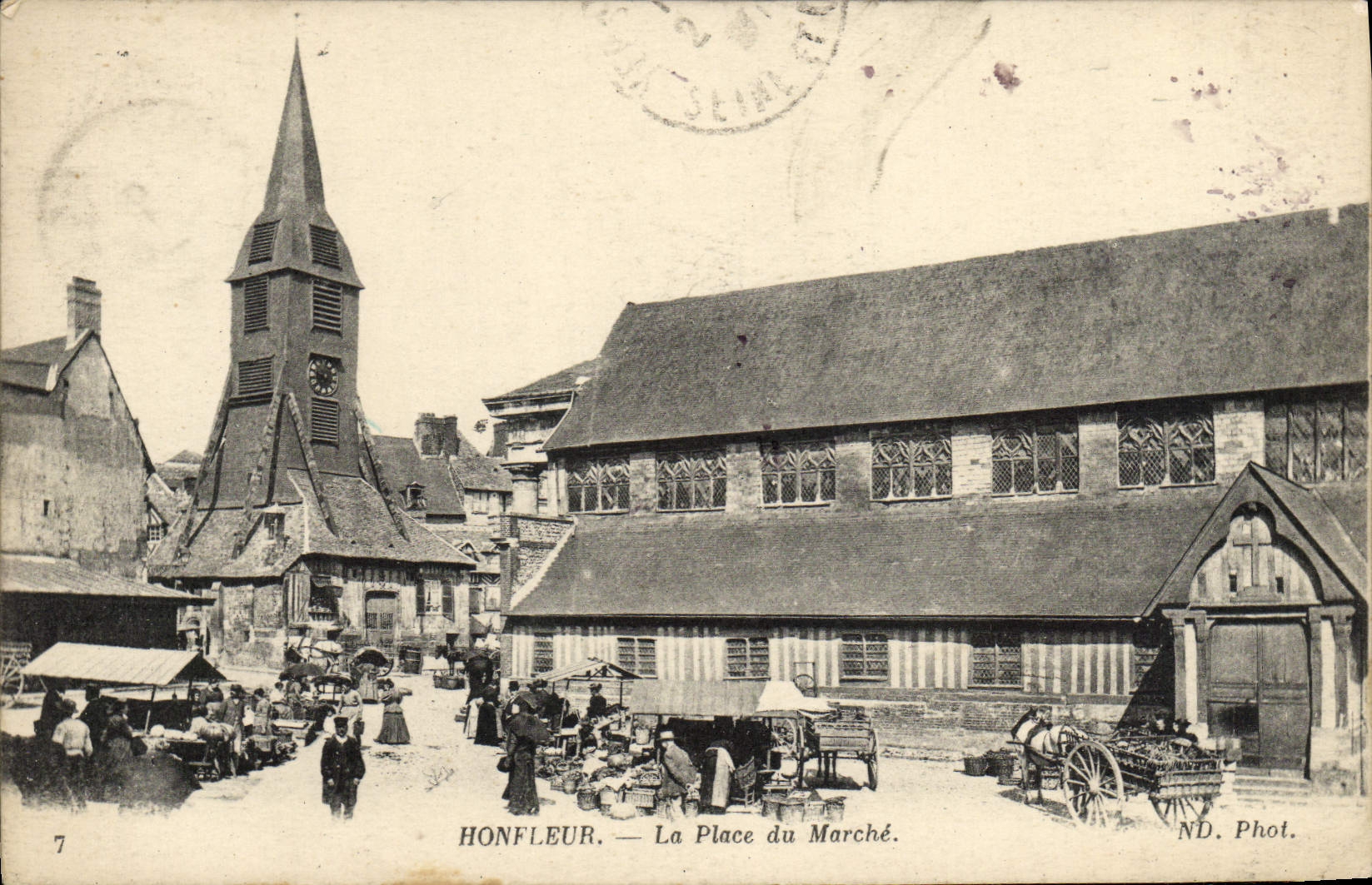 CPA Honfleur L'Eglise Sainte Catherine et le Marche