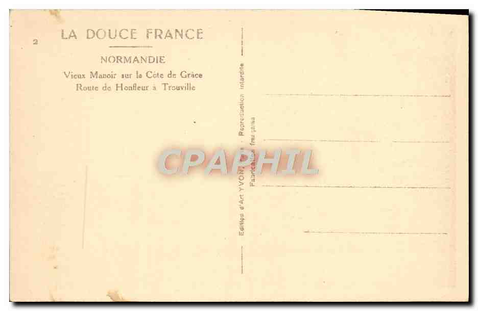 Vieux Manoir sur la Côte de Grâce — Normandie — Édition d'Art YVON — Rückseite