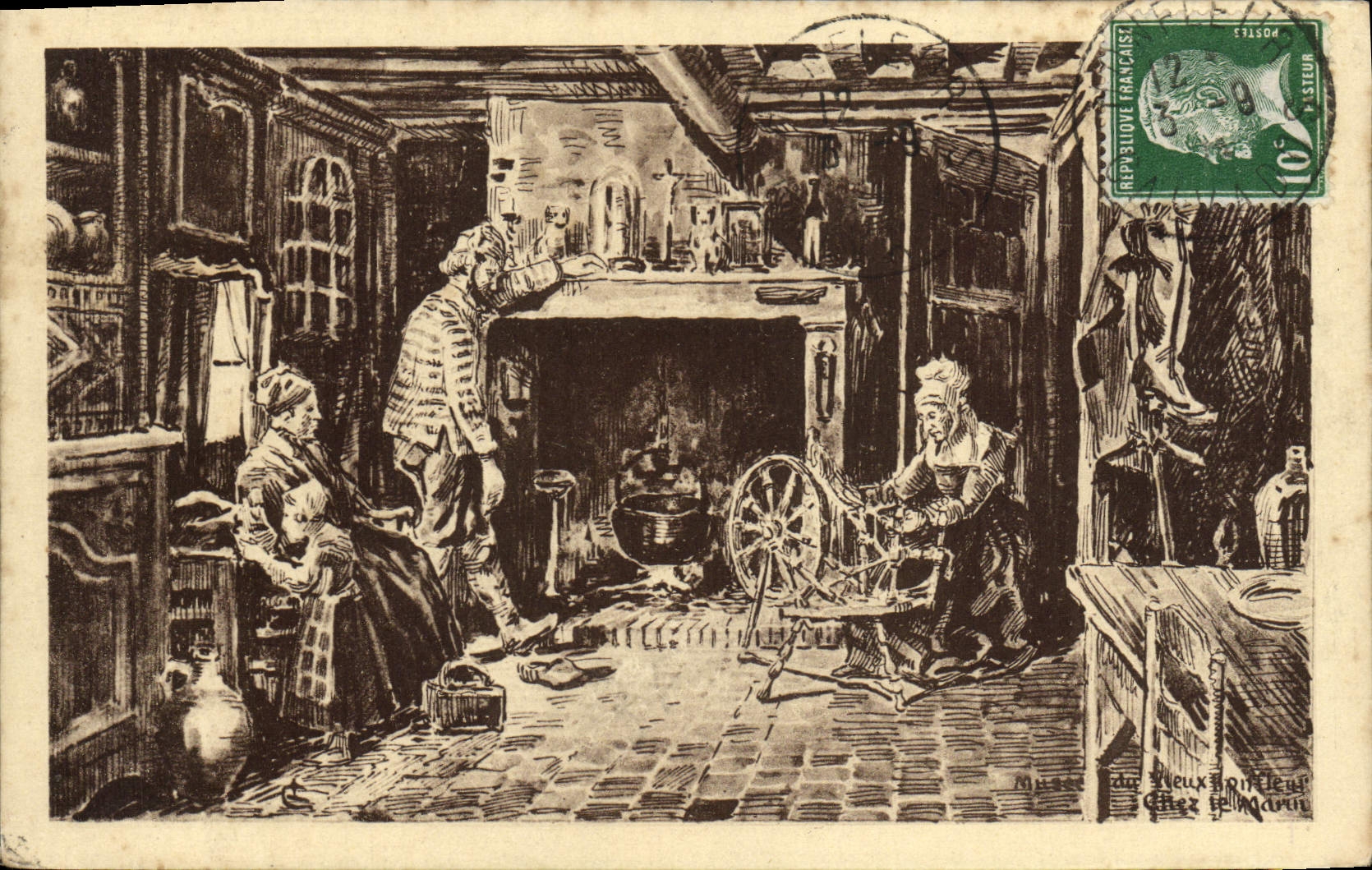 Intérieur de maison — scène de vie — Musée du Vieux Honfleur, chez le Marin
