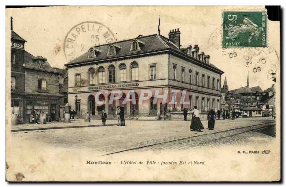 Cartolina d'epoca Honfleur L'Hotel de Ville Facades Est et Nord