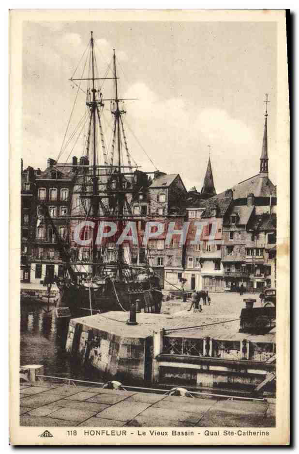 CPA Honfleur Le Vieux Bassin Quai Ste Catherine Bateau Voilier 