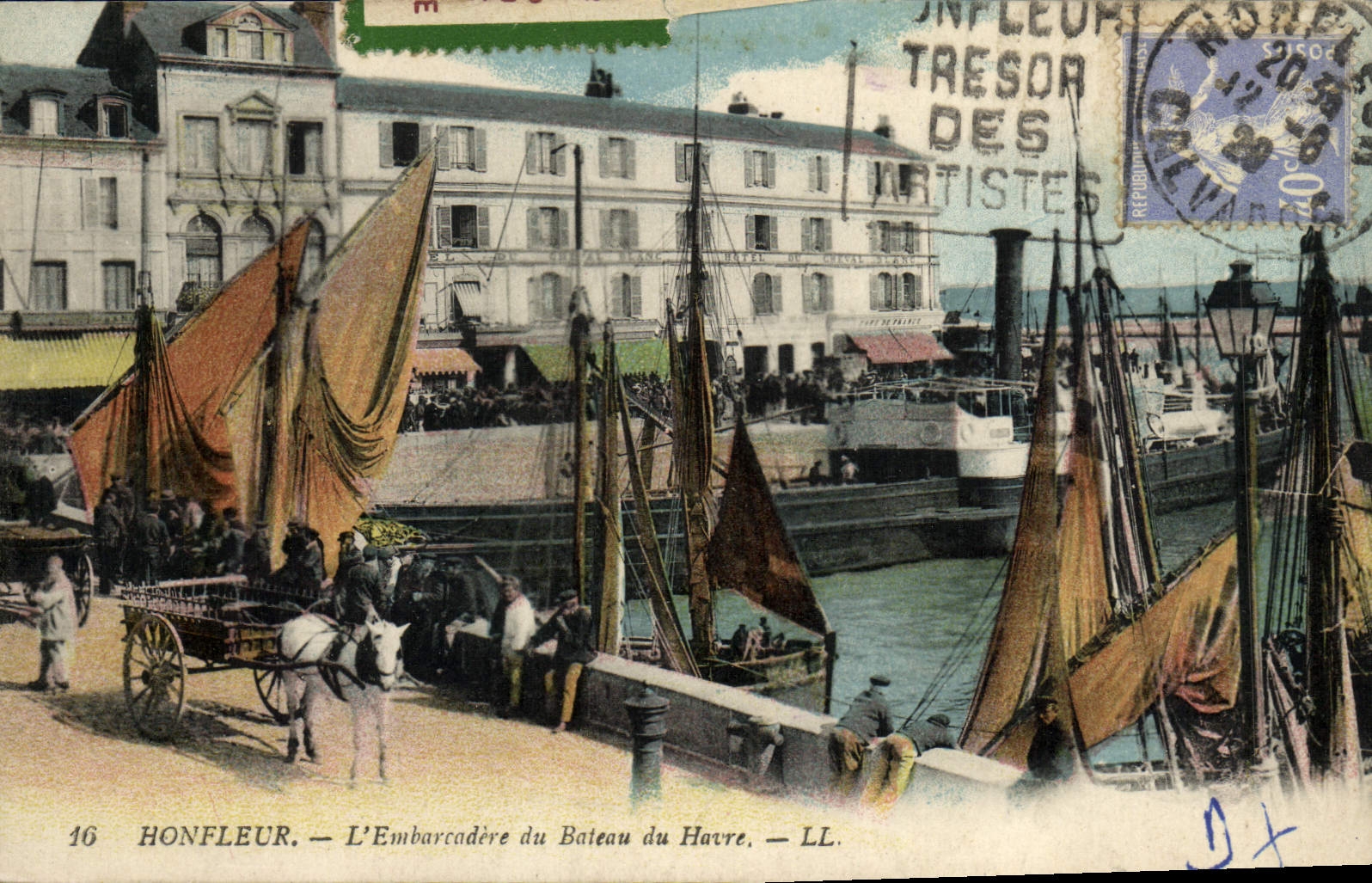 Honfleur — L'Embarcadère du Bateau du Havre — LL. — Éditeur LL, n°16