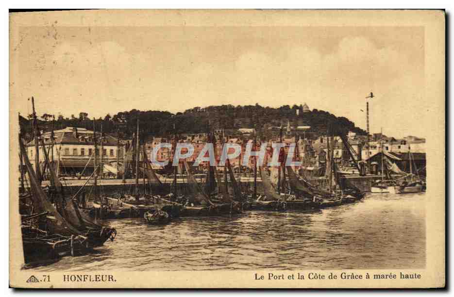Honfleur — Le Port et la Côte de Grâce à marée haute — n°71