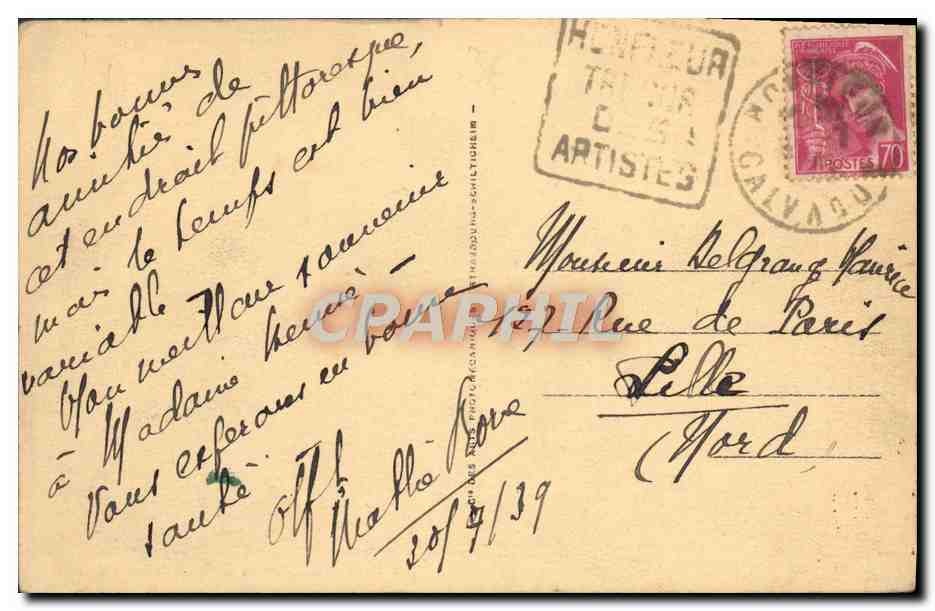 Honfleur — Le Port et la Côte de Grâce à marée haute — n°71 — Verso