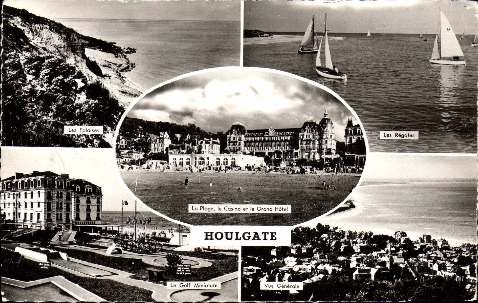 CPM Houlgate Les falaises Les regates Le golf miniature Vue generale