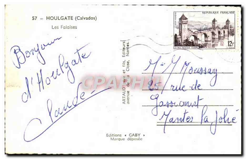Les Falaises — Houlgate (Calvados) — Éditions Caby — Verso