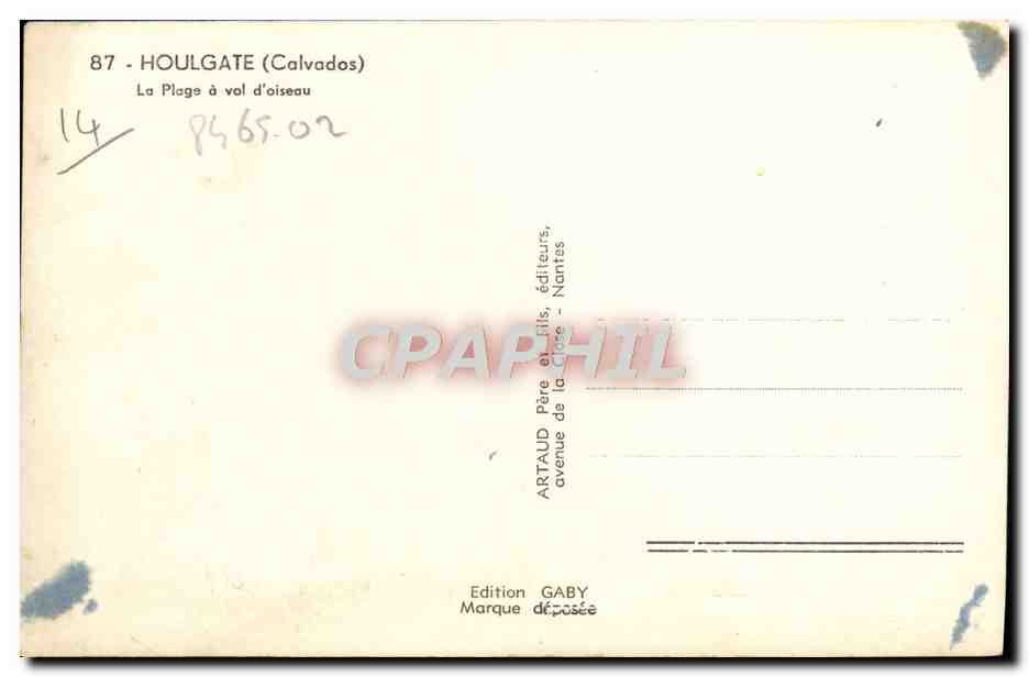 CPA Houlgate La Plage a vol d'Oiseau — Rückseite