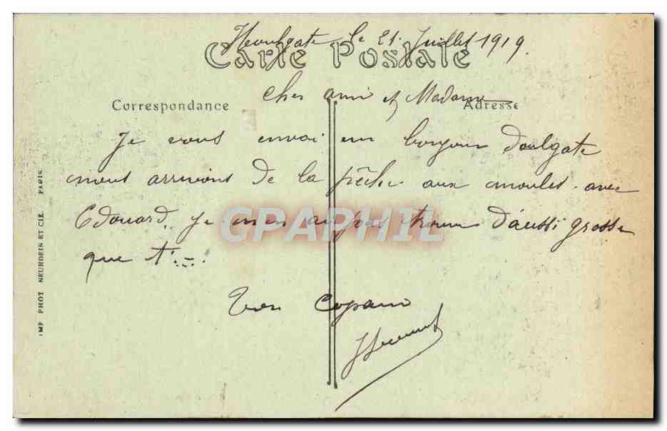 CPA Houlgate Le Jardin du Hotel et la Rue des Aulnes  — Rückseite