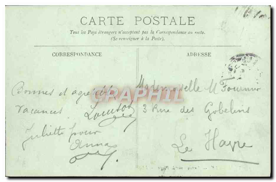 CPA Trouville Enfants sur la Plage  — Verso