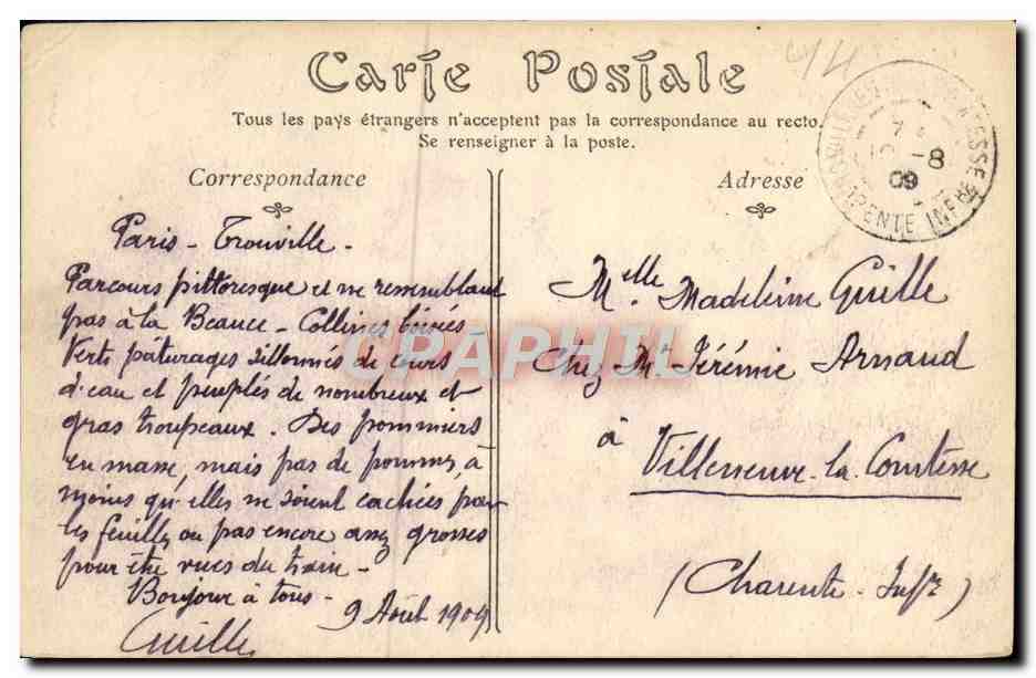 CPA Trouville sur Mer La Promenade de la Plage et le Casino — Verso
