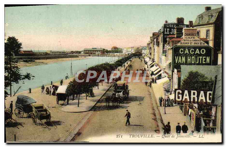 CPA Trouville Quai de Joinville Publicite Cacao Van Houten Garage