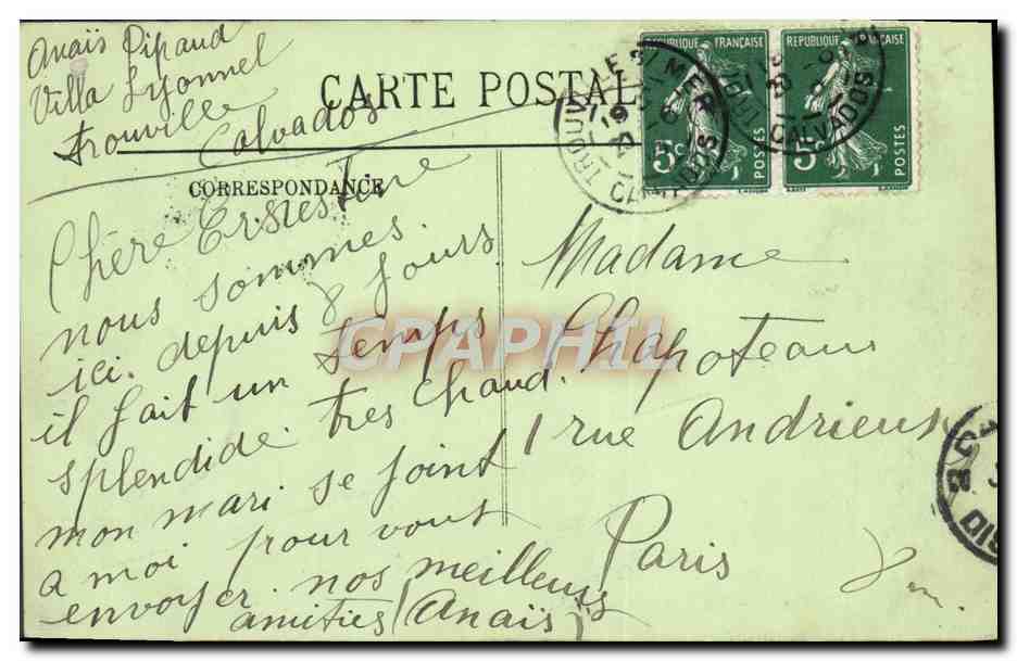 CPA Trouville Les Roches Noires Peche Pecheurs  — Verso