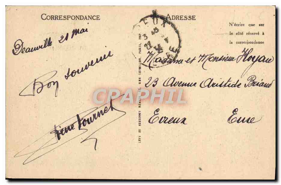 CPA Trouville Place du Casino  — Verso