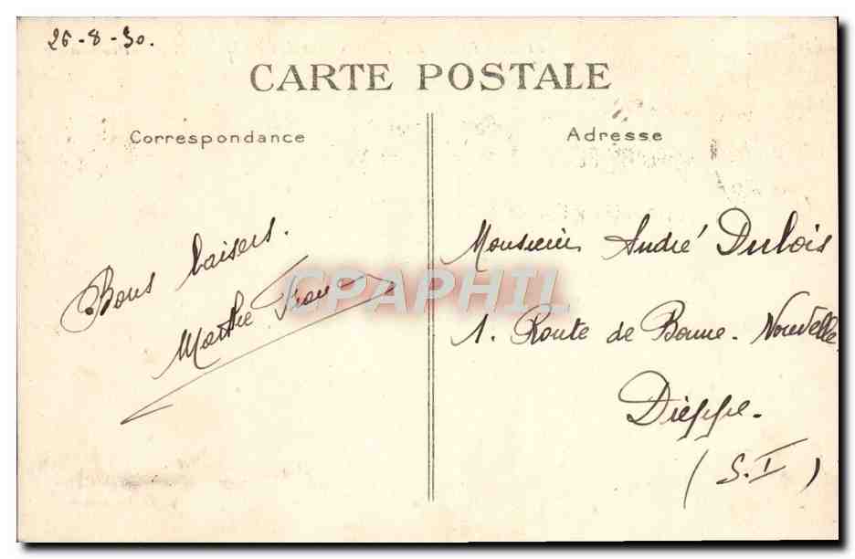 CPA Trouville villas des flots et la jetee — Verso