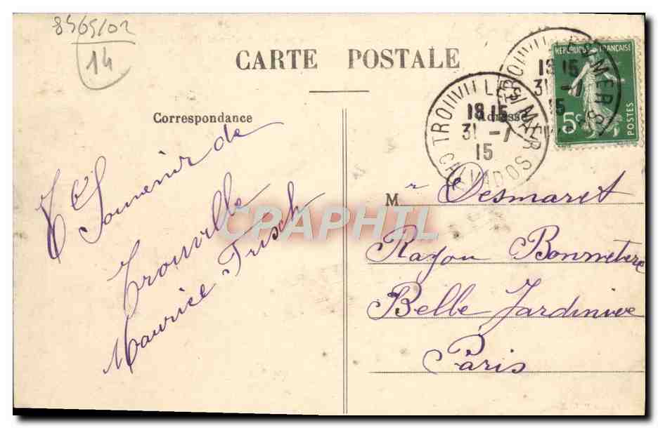 CPA Trouville Sur mer Vue Prise du boulevard hautpoul — Verso