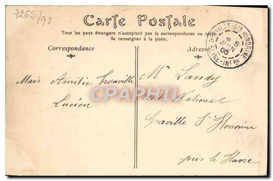 CPA Trouville Sur mer Les roches noires la peche aux moules — Verso