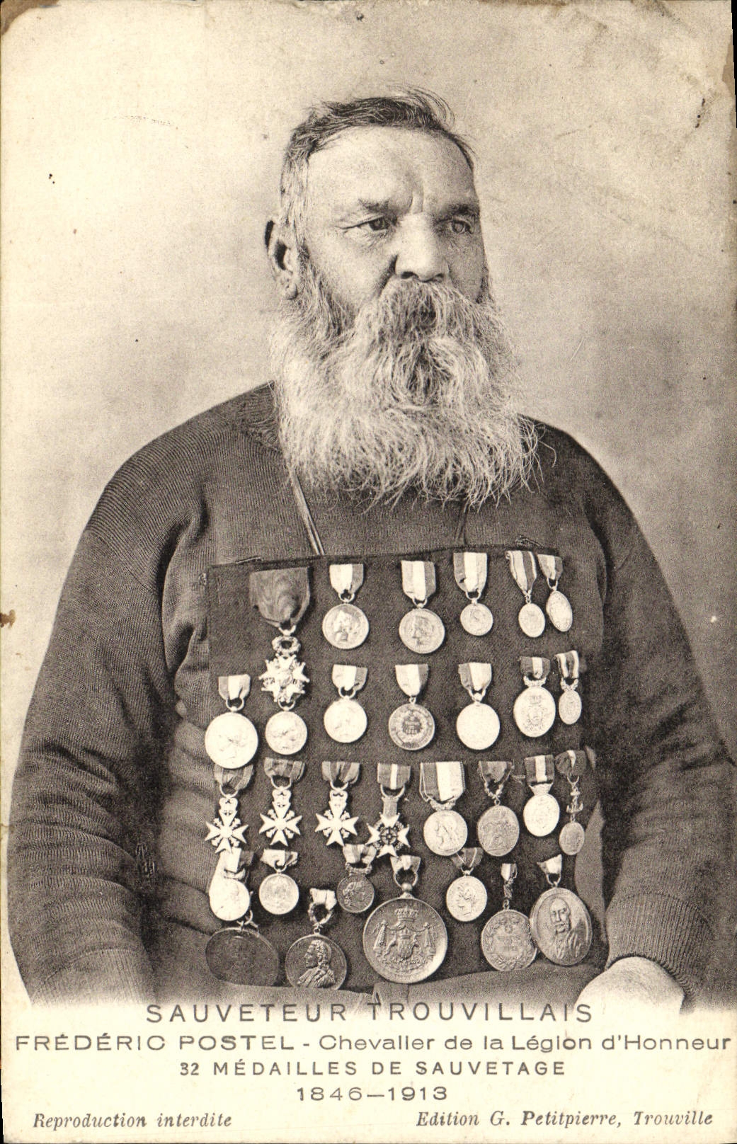 CPA Trouville Sauveteur Trouvillais Frederic Postel Chevalier de la Legion d'honneur 1846 1913 Sa
