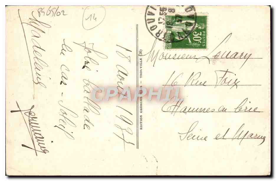 Trouville-Deauville — La Gare — Édition Georges Hila 647 — Verso