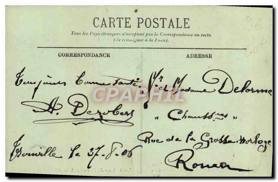 CPA Trouville L'Hotel de paris Les jardins a l'heure du Five O'clock  — Verso