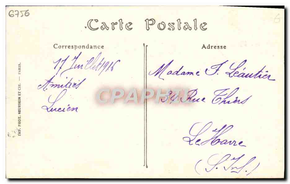 CPA Trouville Sur mer l'hotel de paris — Back