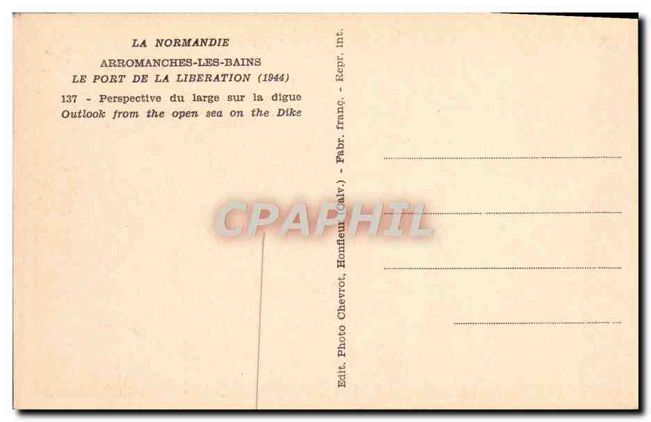 CPA La Normandie Arromanches les bains le port de la Liberation 1944 Miltiaria  — Rückseite
