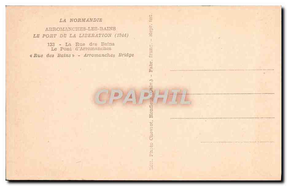 CPA La Normandie arromanches Les bains le port de la liberation 1944 La rue des Bains Militaria  — Back