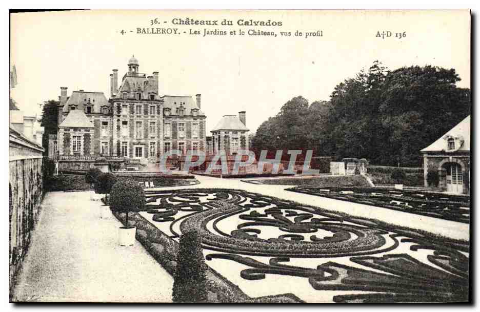BalleroY - Les Jardins et le Château, vus de profil — Châteaux du Calvados, série 36, n°4, éditeur A. Dubesq