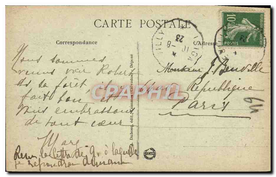 CPA Balleroy Le chateau et les avenues — Verso