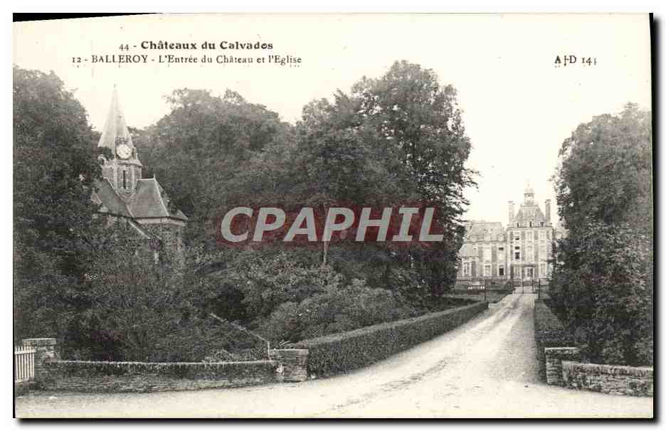 Balleroy - L'Entrée du Château et l'Église — Châteaux du Calvados, n° 44