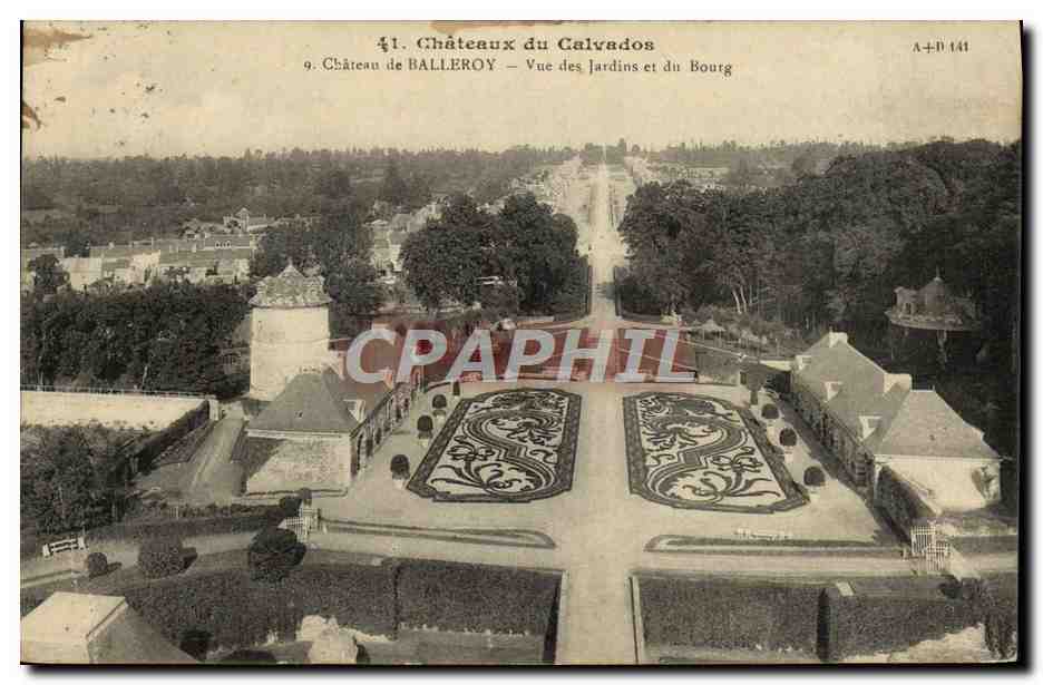 Castello di Balleroy — Vista dei Giardini e del Borgo — A. Duhour, editore, Calvados