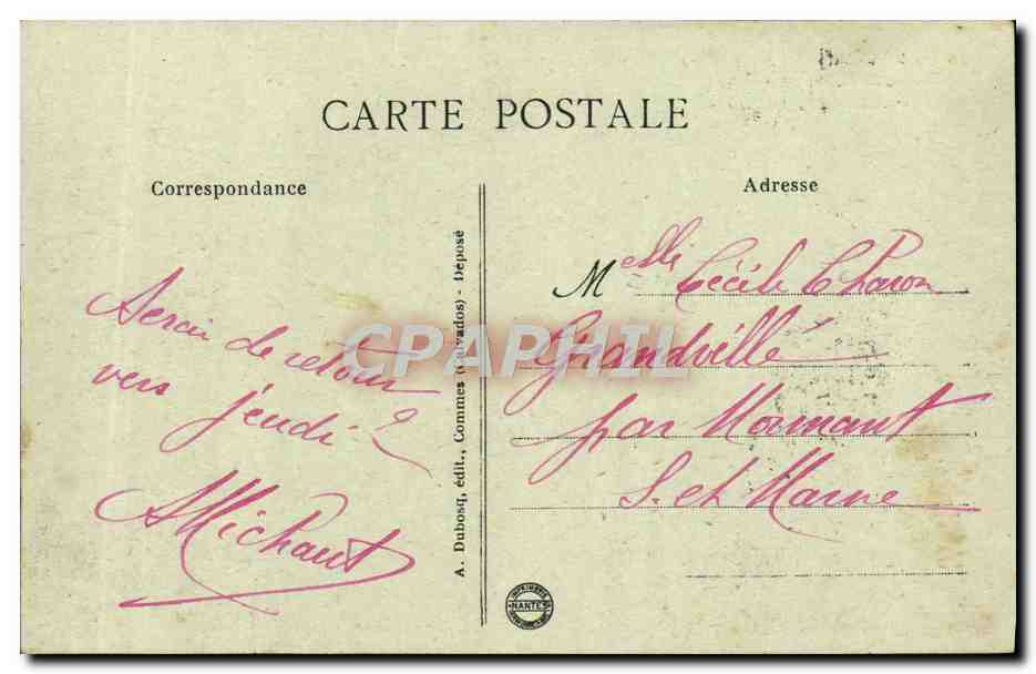 Bayeux - Le Viaduc de l'Aure et vue sur la Cathédrale — A. Dubos, n°55 — Verso